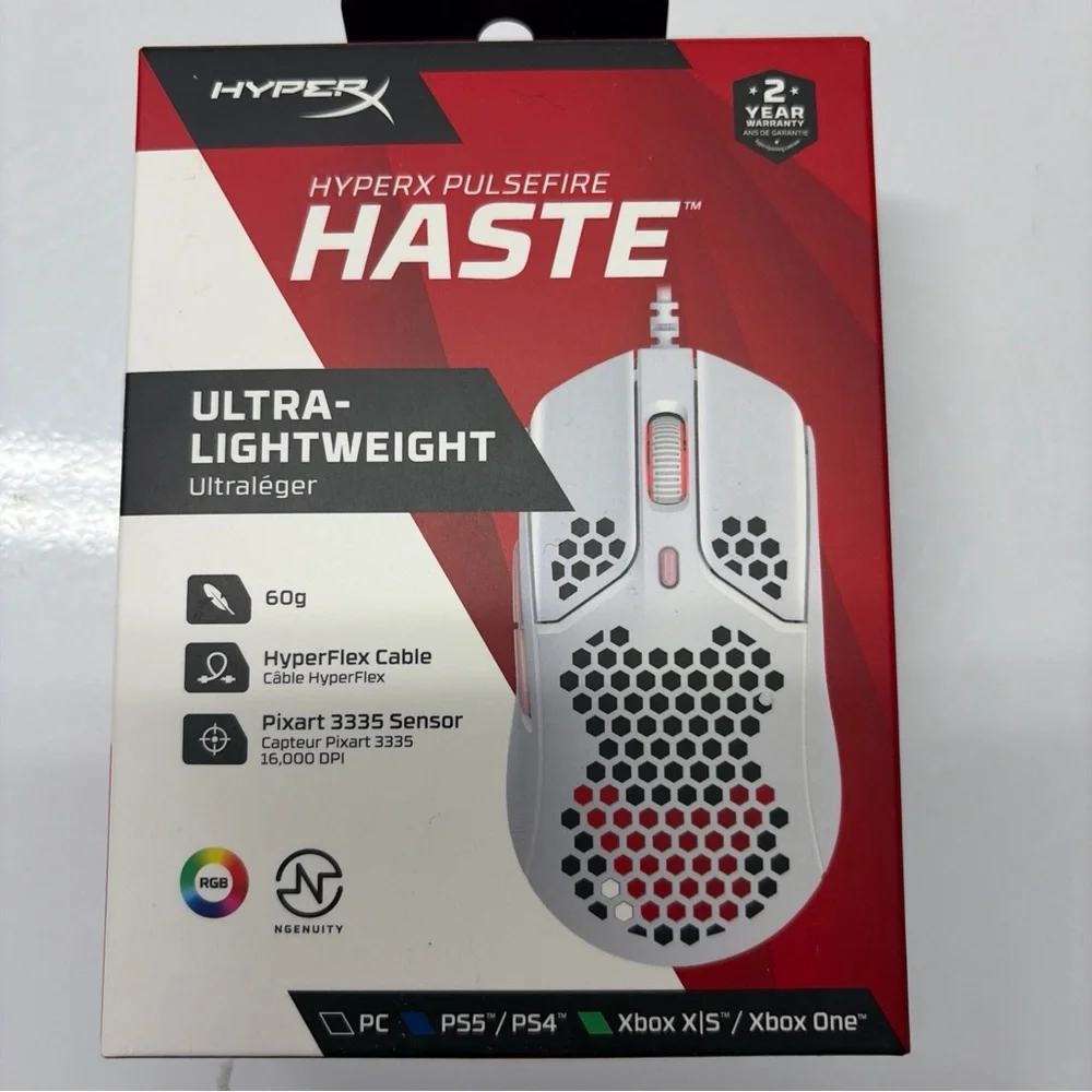 Hype Pulsefire Haste White and Black Gaming Mouse